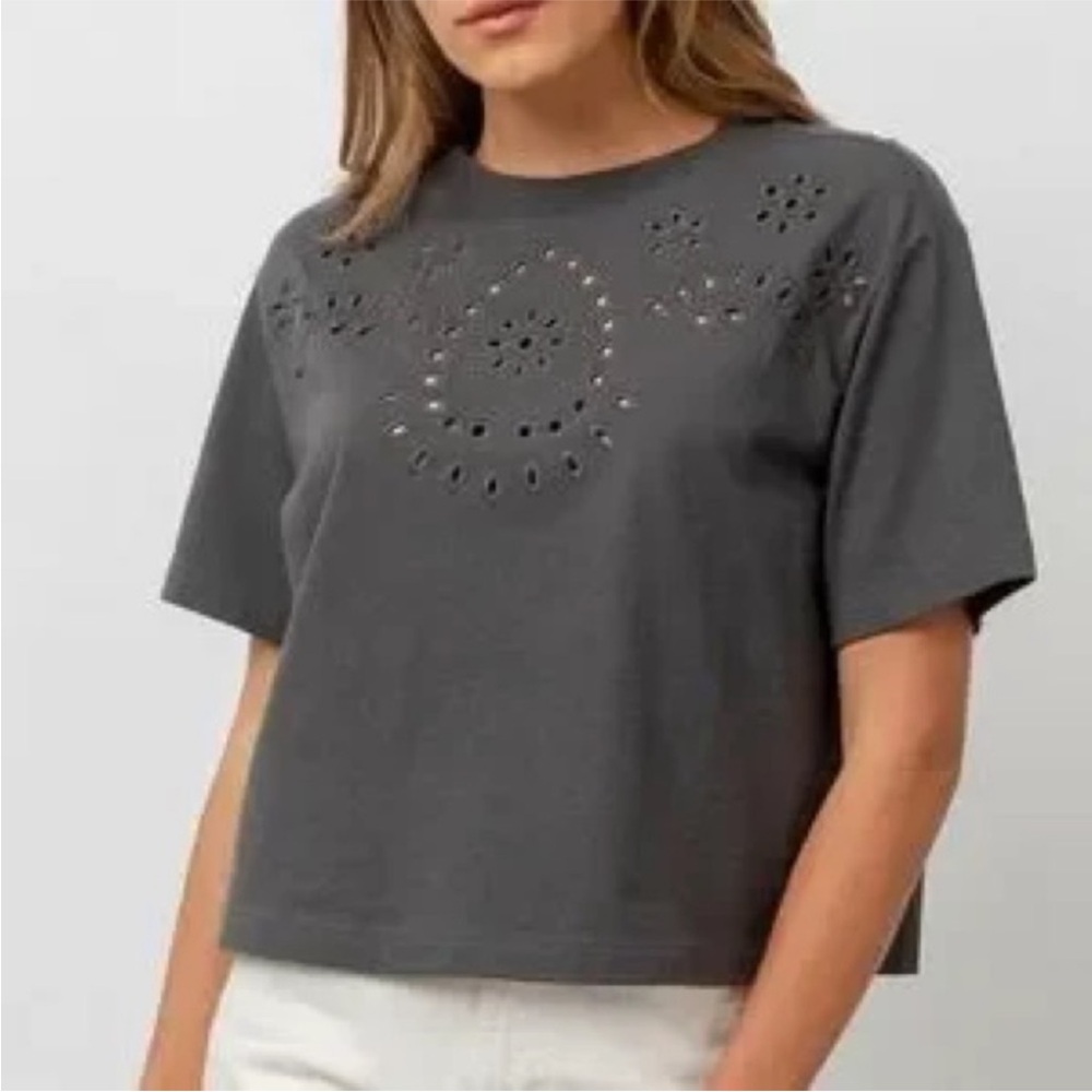 Rails Birdie Eyelet embroidery Vintage Black Tee Size Large